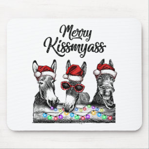 Tapis De Souris Joyeux Kissmyass âne Chaîne de Santa Hat Lumièr