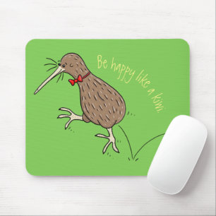 Tapis De Souris Joyeux kiwi de saut avec dessin de cravate arc