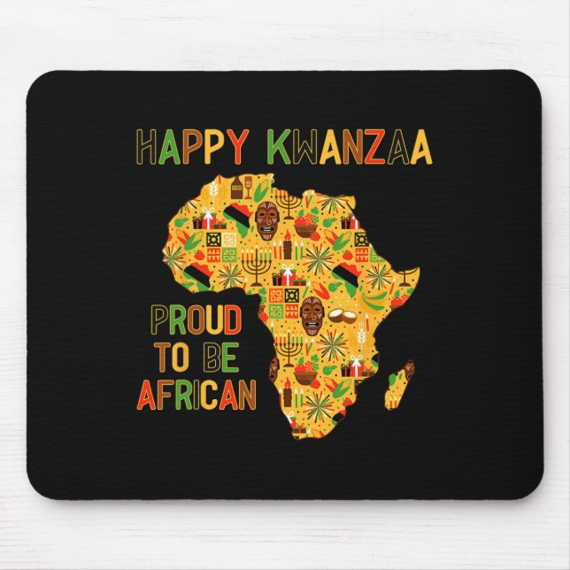 Tapis De Souris Joyeux Kwanzaa Africa Map 7 Principles Celebration (Devant)