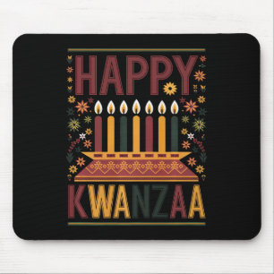 Tapis De Souris Joyeux Kwanzaa Célébration Bougies Kinara Et Flowe