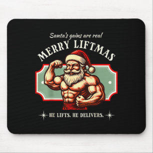 Tapis De Souris Joyeux Liftmas Gym Santa Drôle Bodybuilder Bodybui