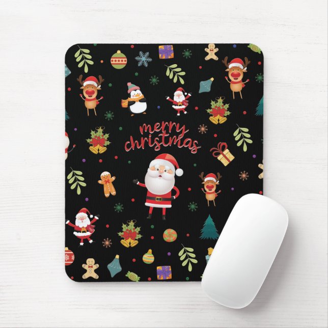 Tapis De Souris Joyeux Motif de Noël (Avec souris)