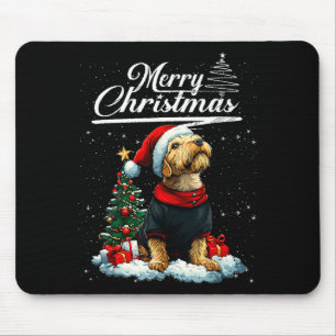 Tapis De Souris Joyeux Noël Airedale Terrier Chapeau de Père Noël