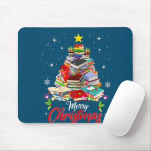 Tapis De Souris Joyeux Noël Arbre Amour Lecture Livres Librairie