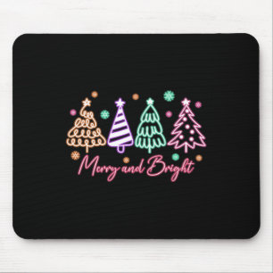 Tapis De Souris Joyeux Noël Au Néon D'Arbre Lumineux