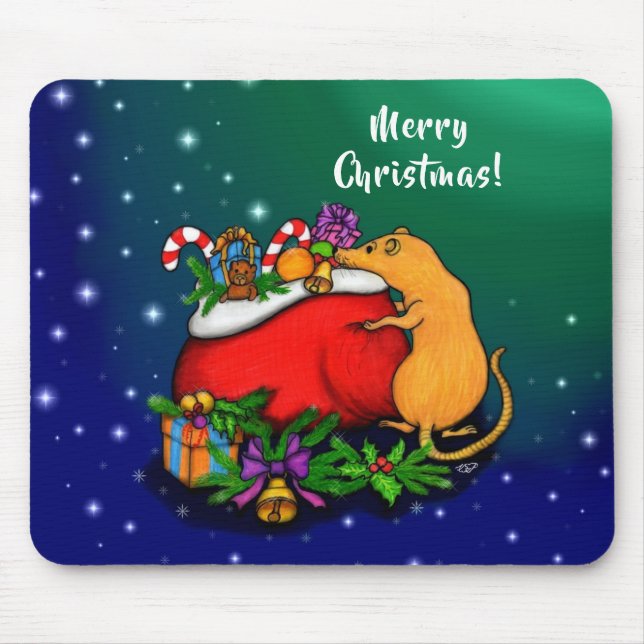 Tapis De Souris Joyeux Noël avec Rat Prince (Devant)