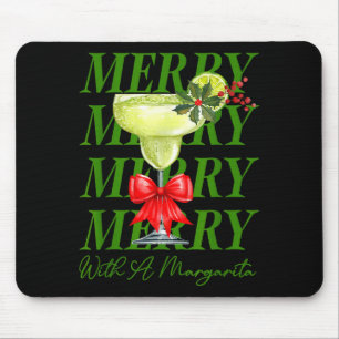 Tapis De Souris Joyeux Noël avec un verre de Margarita