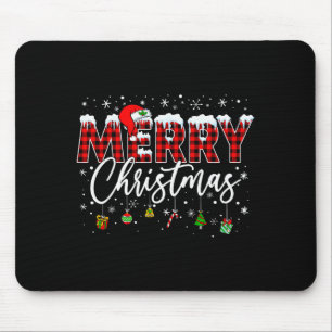 Tapis De Souris Joyeux Noël Buffalo Plaid Rouge Santa Famille Xma