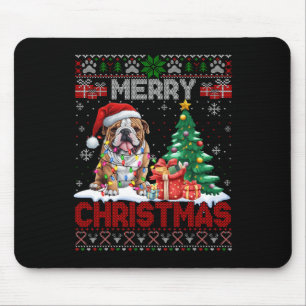 Tapis De Souris Joyeux Noël Bulldog Amoureux de les chiens famille