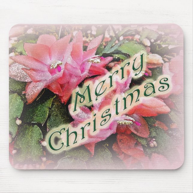 Tapis De Souris Joyeux Noël Cactus Fleurs de Noël 2 (Devant)
