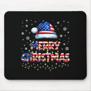 Tapis De Souris Joyeux Noël Chapeau de Père Noël Pjs Pyjama Drapea