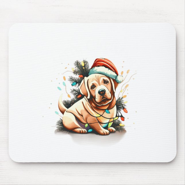 Tapis De Souris Joyeux Noël chiot Retriever doré  (Devant)