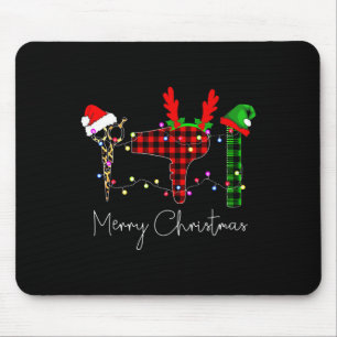 Tapis De Souris Joyeux Noël Coiffeur Drôle Outil Coiffeuse