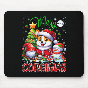 Tapis De Souris Joyeux Noël Corgi mignonne Père Noël Corgi Gnome S