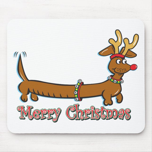 Tapis De Souris Joyeux Noël Dachshund (Devant)