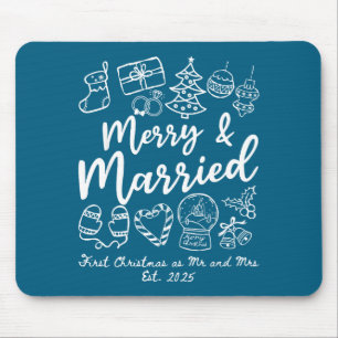 Tapis De Souris Joyeux Noël de Mariage pour la Première Fois M. De