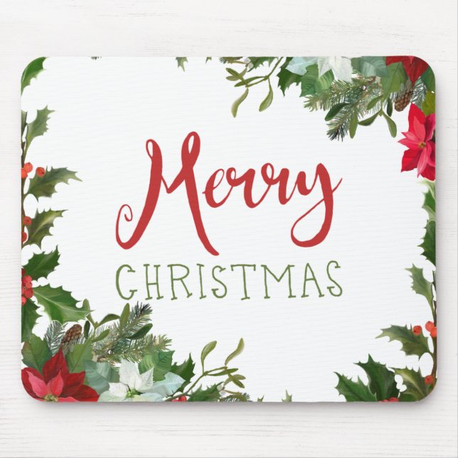 Tapis De Souris Joyeux Noël de verdure (Devant)
