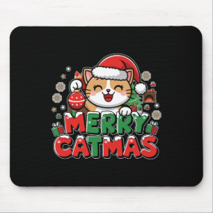 Tapis De Souris Joyeux Noël Décor Père Noël Chat Drôle Chris