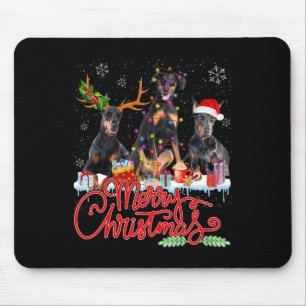 Tapis De Souris Joyeux Noël Doberman Pinscher Chiens Père Noël Rei