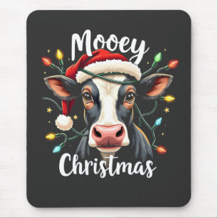 Tapis De Souris Joyeux Noël Drôle de Xmas Vache Amoureux de Bovins