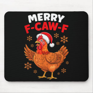 Tapis De Souris Joyeux Noël F-caw-f drôle Santa Poulet