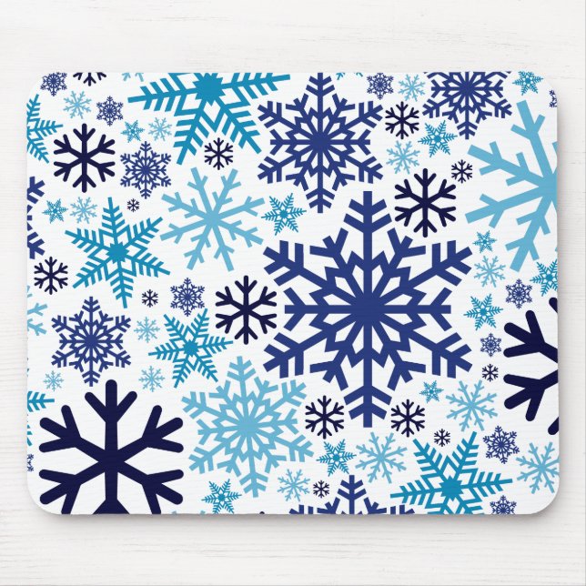 Tapis De Souris Joyeux Noël hiver Motif de flocon de neige (Devant)