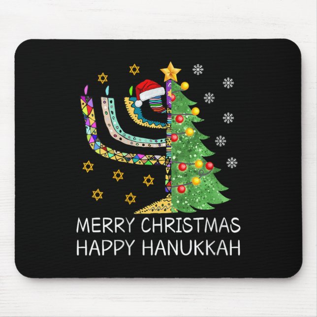 Tapis De Souris Joyeux Noël Joyeux Hanoukka Joyeux juif (Devant)
