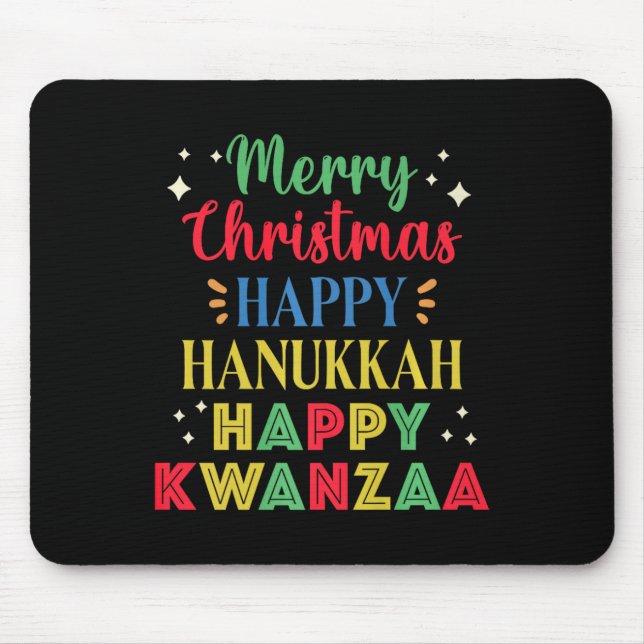 Tapis De Souris Joyeux Noël Joyeux Hanoukka Joyeux Kwanzaa 9 (Devant)