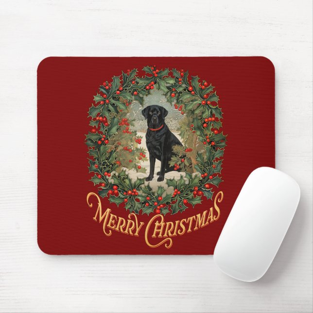 Tapis De Souris Joyeux Noël Labrador Retriever (Avec souris)
