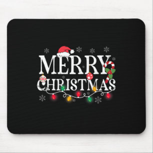 Tapis De Souris Joyeux Noël Lumières Chapeau de Père Noël Xmas Fam