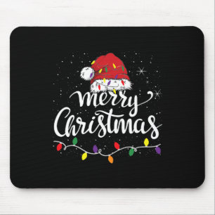 Tapis De Souris Joyeux Noël Lumières Rouge Noël Chapeau Noël Famil