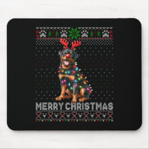 Tapis De Souris Joyeux Noël mignon Rottweiler Amoureux des chiens 