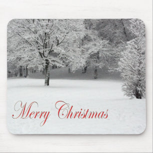 Tapis De Souris Joyeux Noël Neige et arbres