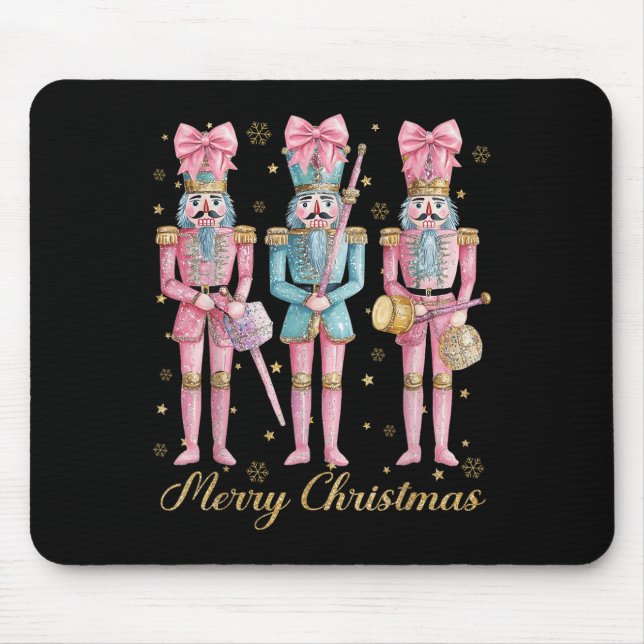 Tapis De Souris Joyeux Noël Nutcracker Coquette Nk Bow Xmas Ho (Devant)