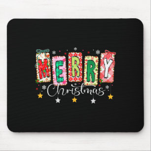 Tapis De Souris Joyeux Noël Patchwork Coquette Bow Noël Fille W