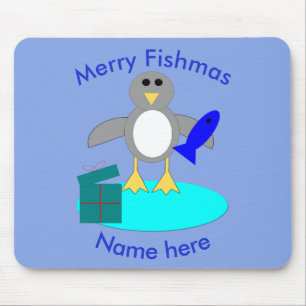Tapis De Souris Joyeux Noël Pêche Pingouin Mousepad