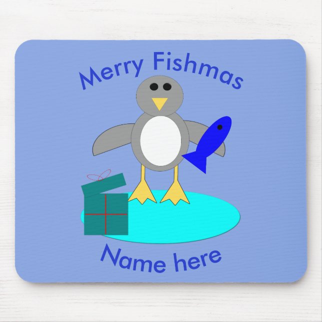 Tapis De Souris Joyeux Noël Pêche Pingouin Mousepad (Devant)