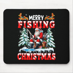 Tapis De Souris Joyeux Noël Pêche Santa Costume Coloré Srt