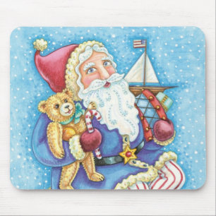 Tapis De Souris Joyeux Noël, Père Noël sur un boule de neige avec 