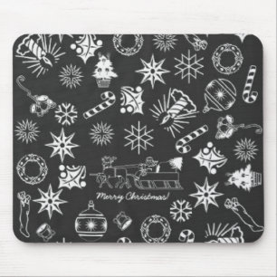Tapis De Souris Joyeux Noël Père Noël Symboles, noir et blanc