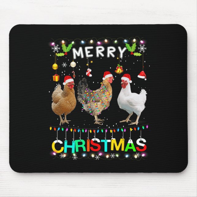 Tapis De Souris Joyeux Noël Poulet de Noël Feu de Noël Feu de Noël (Devant)