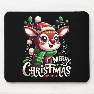 Tapis De Souris Joyeux Noël Reindeer Arbre Lumières Noël Famille M