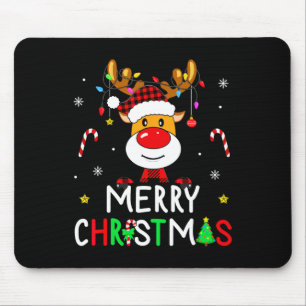 Tapis De Souris Joyeux Noël Rouge Père Noël Chapeau Reindeer Famil