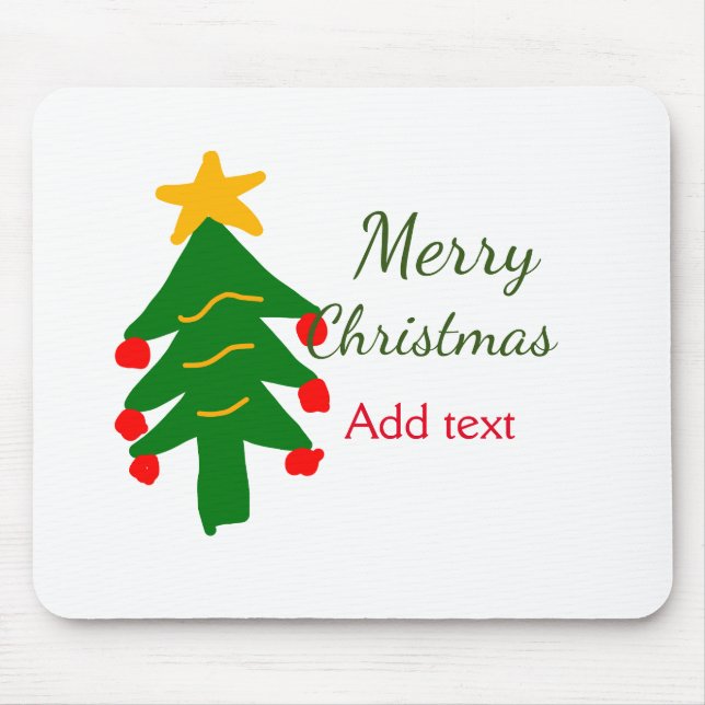 Tapis De Souris Joyeux Noël rouge vert Noël ajouter le nom (Devant)