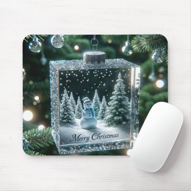 Tapis De Souris Joyeux Noël Snowman Ornement (Avec souris)