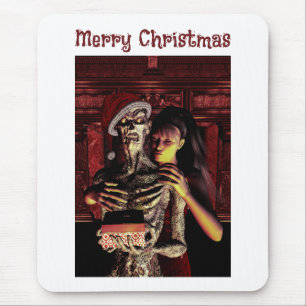 Tapis De Souris Joyeux Noël. Squelette drôle avec femme