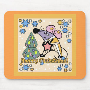 Tapis De Souris Joyeux Noël Symbole du Nouvel An Souris Caricature
