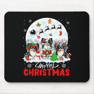 Tapis De Souris Joyeux Noël Trois Père Noël Elf Reindeer Papillons