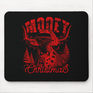 Tapis De Souris Joyeux Noël Vachette occidentale Highland Cow Sant