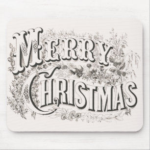 Tapis De Souris Joyeux Noël, Vintage Currier & Ives (reprod)